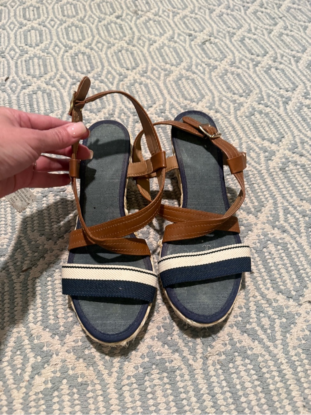 Brown and Navy Striped Women’s Sandals